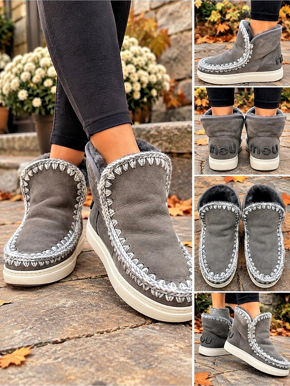 MOU Eskimo Glitter Winter Boots in Gray